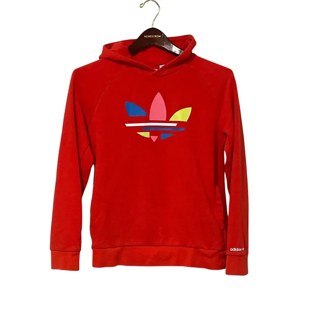 Adidas, Red, Pullover Hoodie, Size Kids L, 1519M